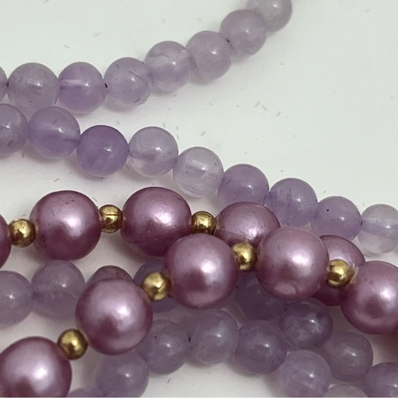 3 pc Purple VTG Beaded Necklace Lot - Picture 9 of 9
